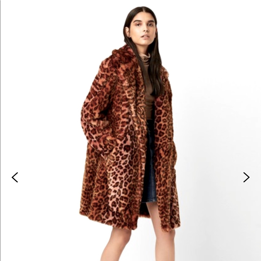Leopard Faux Fur French Connection Coat - size S